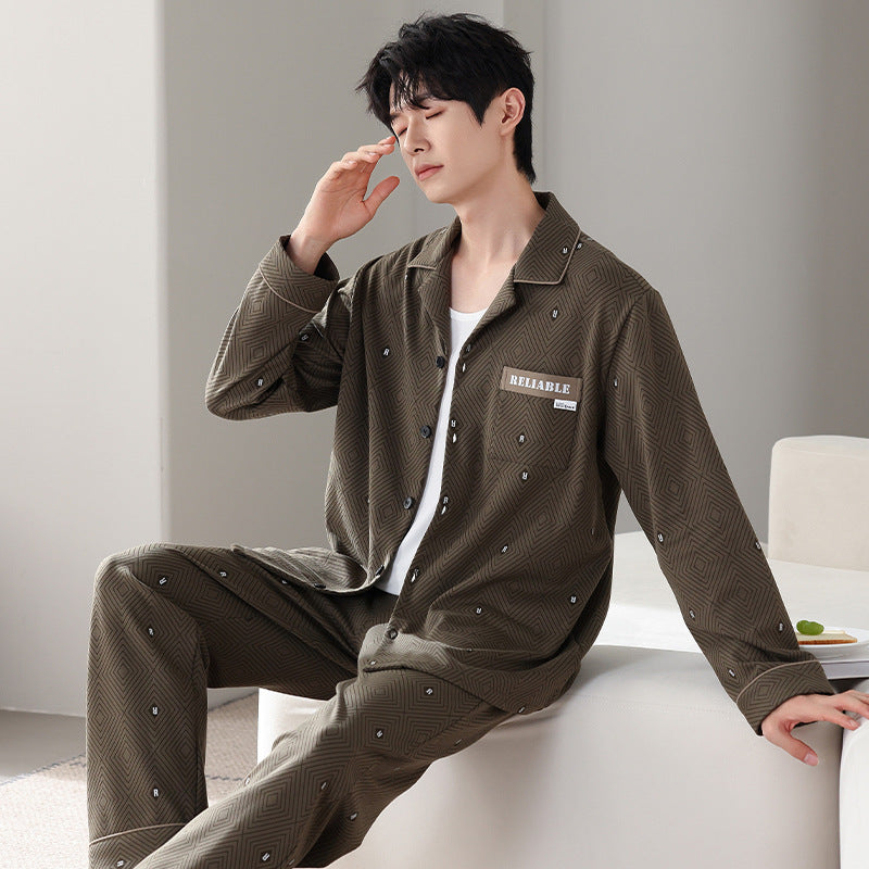 Men's Pure Cotton Long Sleeved Pajamas