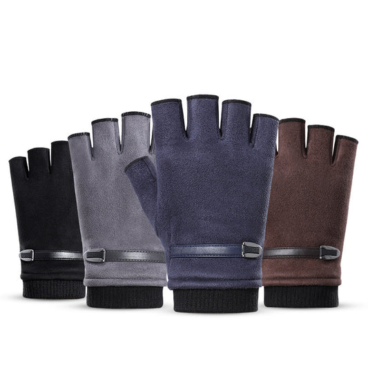 Half Finger Gloves Suede Finger Sports Outdoor Riding