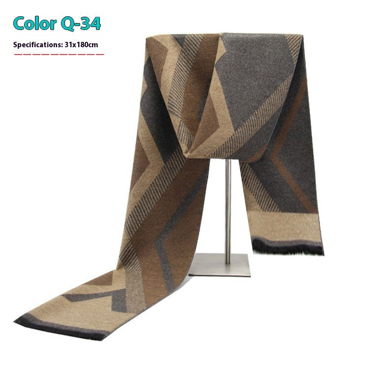 Men's Warm Cashmere-like Striped Scarf