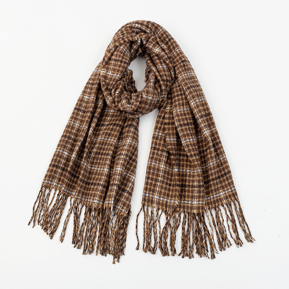 Men's Cashmere Plaid Tassel Scarf