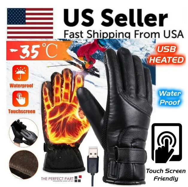 Men's Electric USB Heated Winter Warming Windproof Gloves