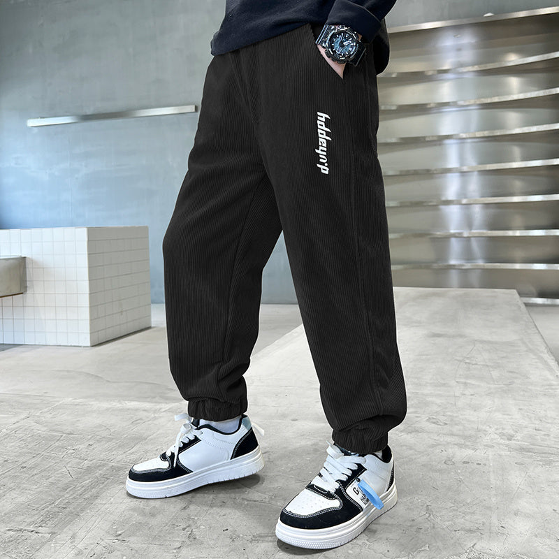 Children's Pants, Boys' Pants, Spring And Autumn Collection 2025 New Style Wholesale, Large Children's Sports Pants, Export Long Pants, Trendy Corduroy Cross-border