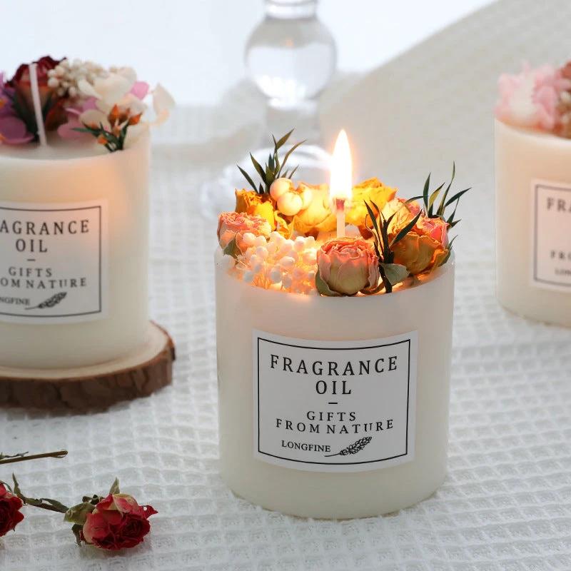 Dried Flowers Decor Romantic Candles by GJG Denim