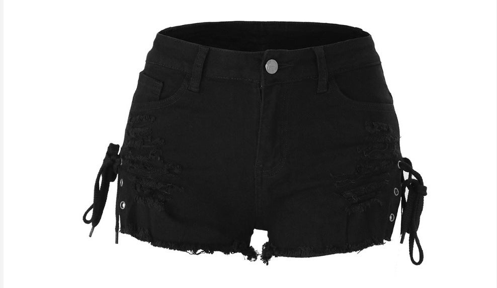 Ripped Washed-Vintage Denim Shorts