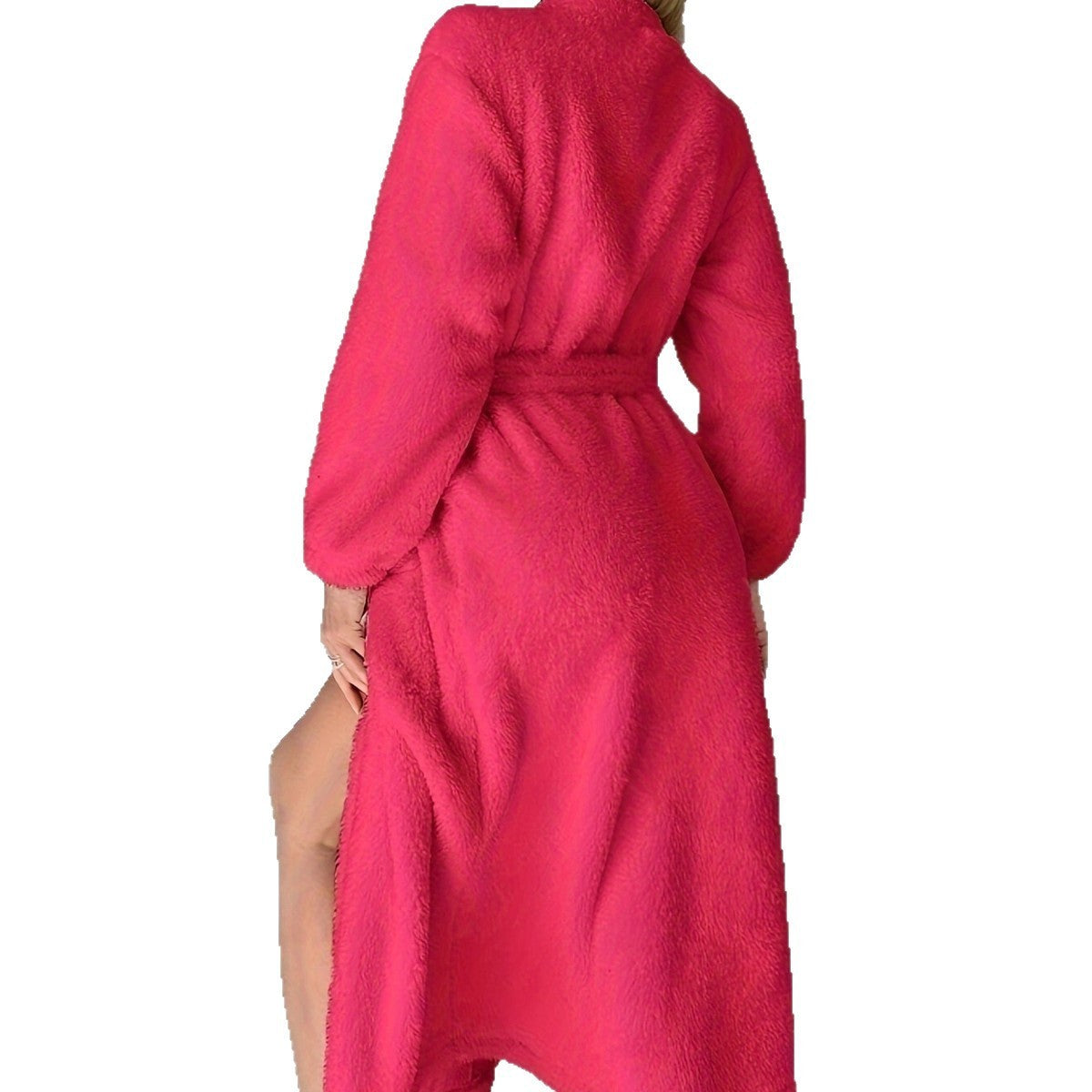 Thickened Long Section Lace-up Love Embroidered Warm Women's Robe