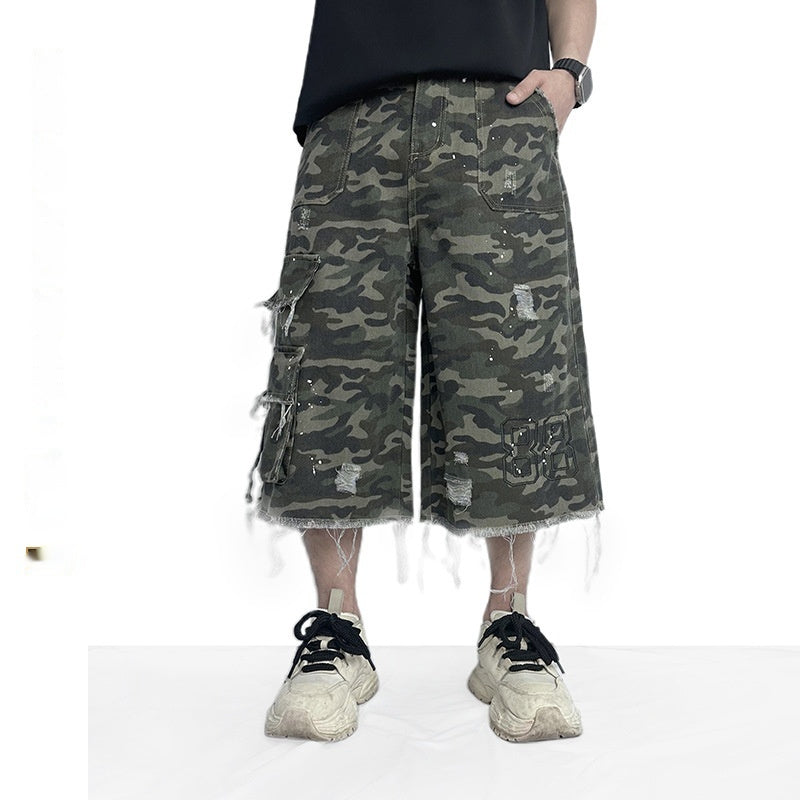 Camouflage Casual Wide Leg Shorts For Men