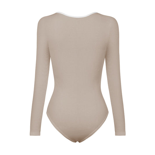 Tight Long Sleeve Jumpsuit Fashion Square Neck Zipper Thread Innner Corset Body Shaper Clothing For Dress Slim Sports Yoga Fitness body suit