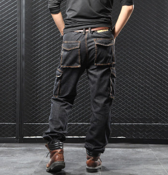 Men's Straight Loose Fit Cargo Jeans