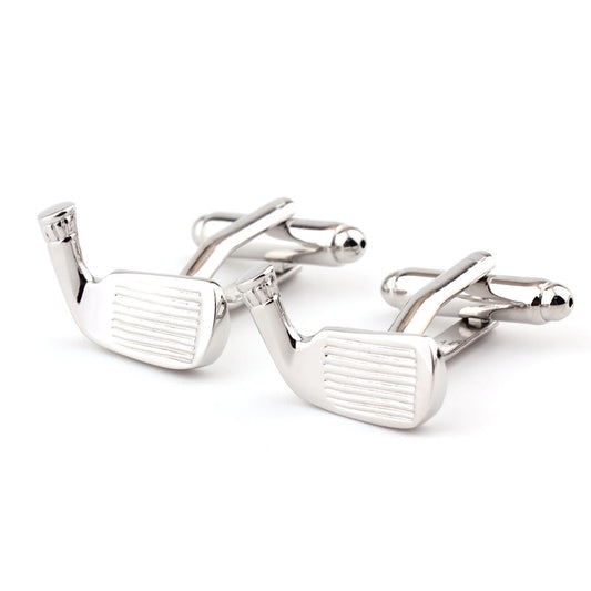 Golf Racket Shape Plain Metal Men's Cufflinks