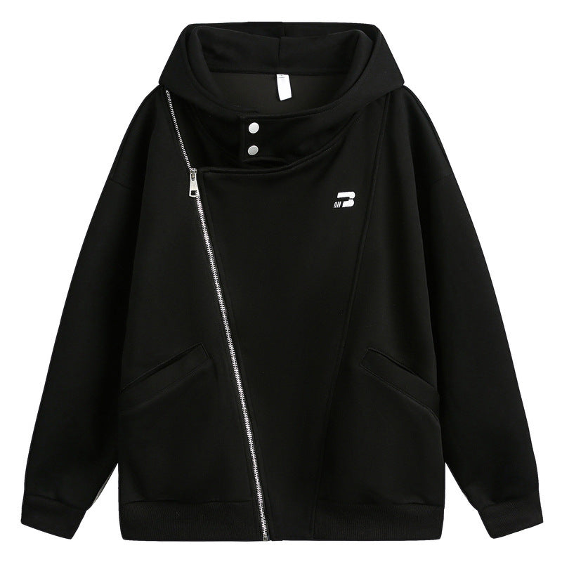 Men's Irregular Zipper Hooded Sweater