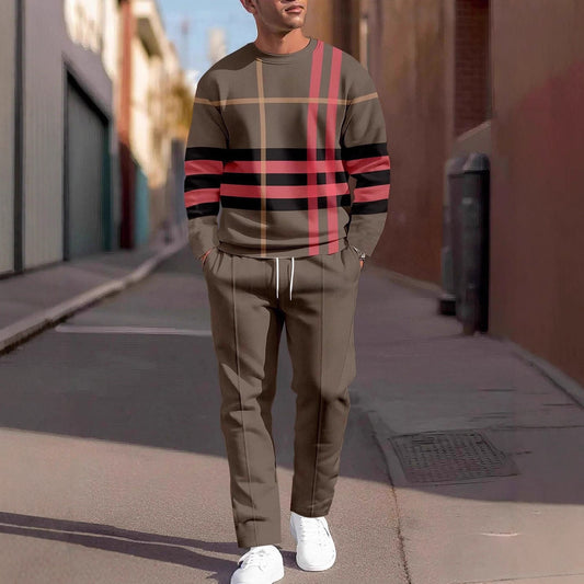 Men's Round Neck Loose Sweatshirt And Sweatpants Set