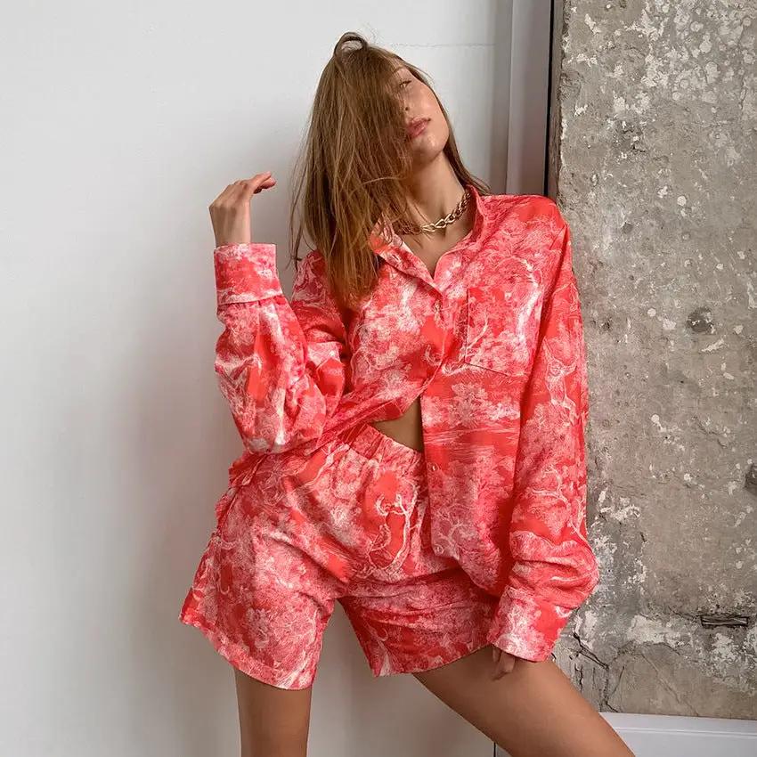 Loose-fitting Long-sleeve Shorts Womens Set by GJG Denim