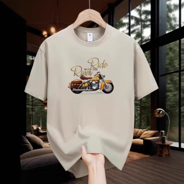 Men's Motorcycle Pattern Printed T-shirt