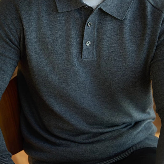 Men's Lapel Long Sleeve Sweater