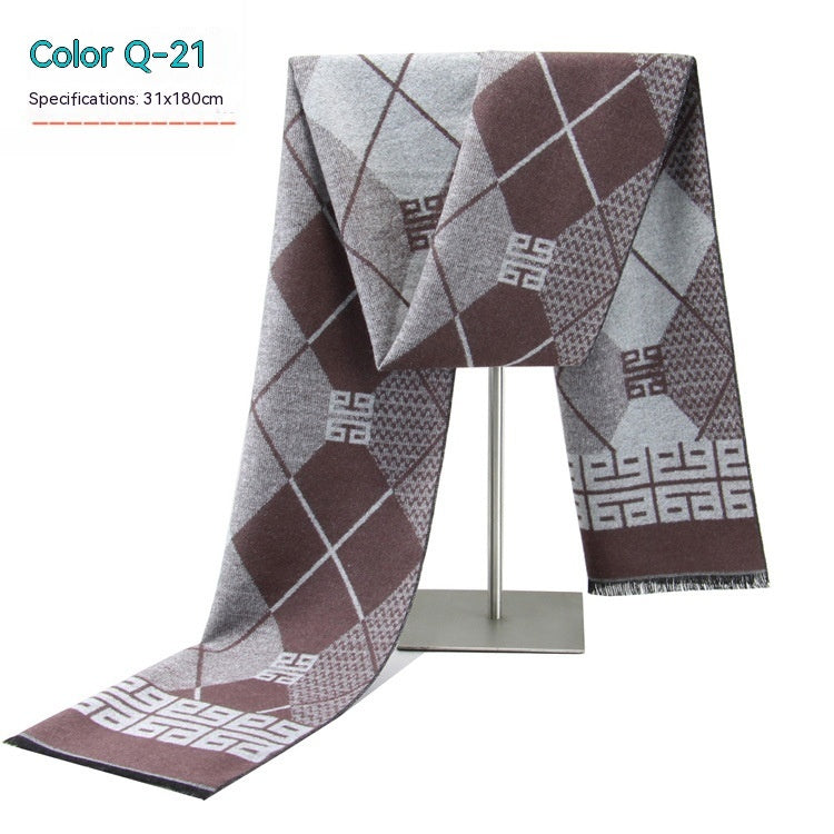 Men's Striped Winter Warm Artificial Cashmere Scarf For Men