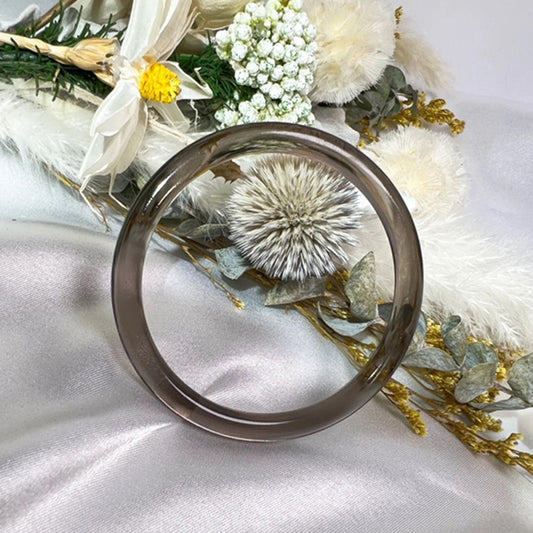 Natural Ice Stone Citrine Bracelet Round Bar Bangle
