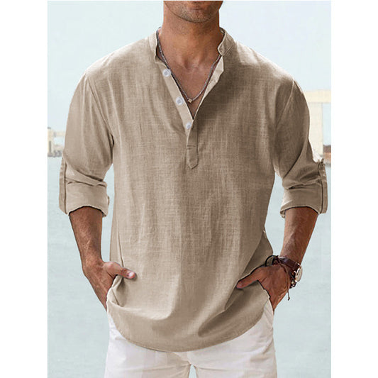 Men's Casual Cotton Linen Loose Shirts