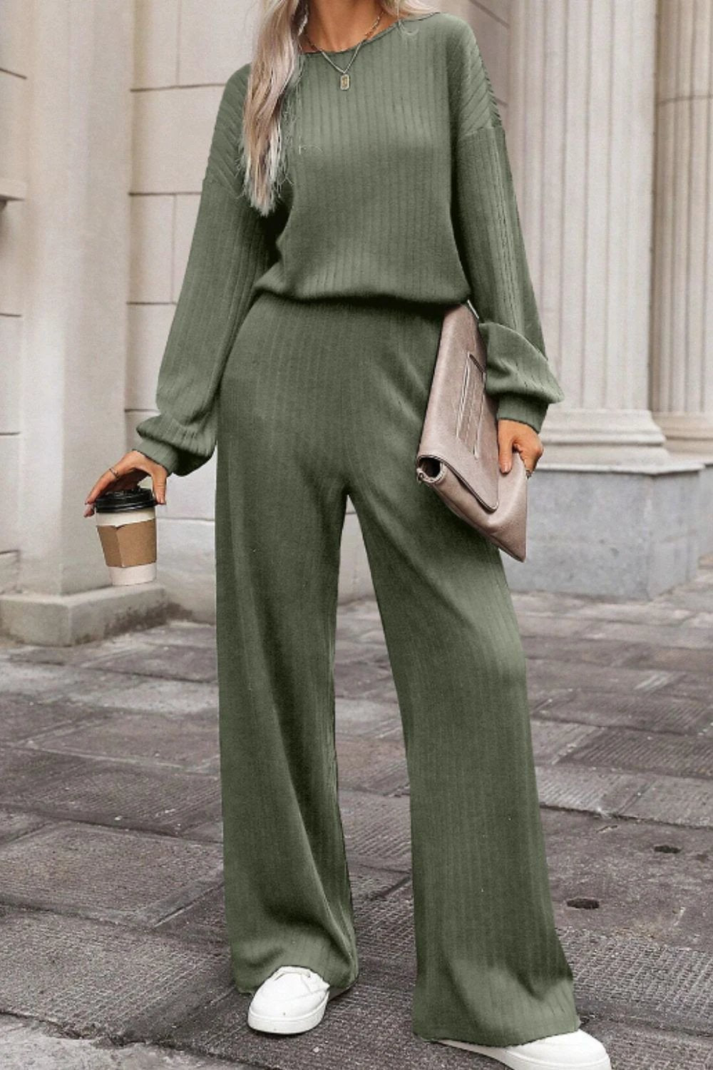 Round Neck Long Sleeve Jumpsuit by Lady Ros