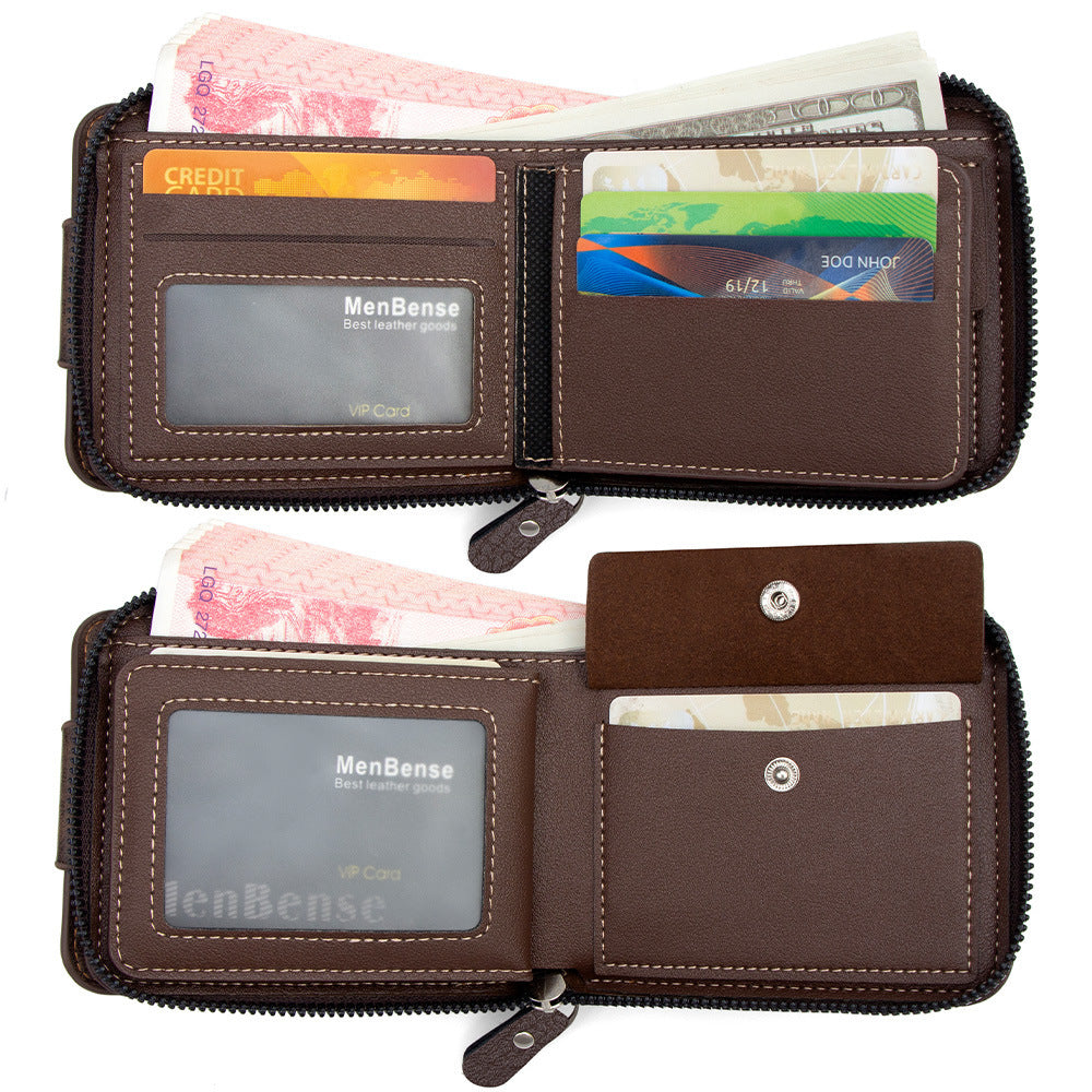 Multifunctional Multiple Card Slots Zipper Wallet For Men