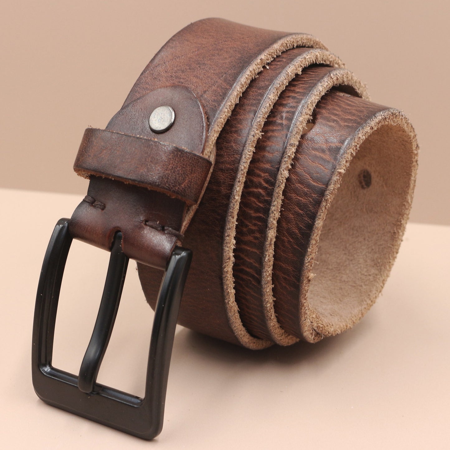 Top Layer Leather Pin Buckle Men's Belt