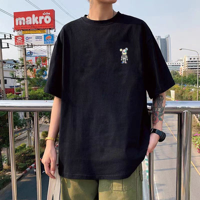 Cotton Short Sleeve Loose Round Neck Printed Shirt