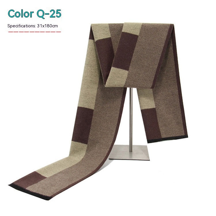 Men's Striped Winter Warm Artificial Cashmere Scarf For Men