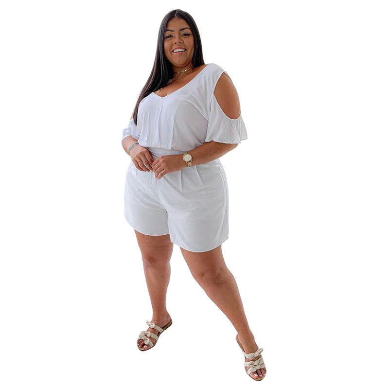 Women's Solid Color All-match Casual Loose Large Size Jumpsuit