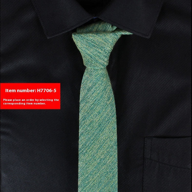 Solid Color Narrow Cotton Men's 6cm Tie