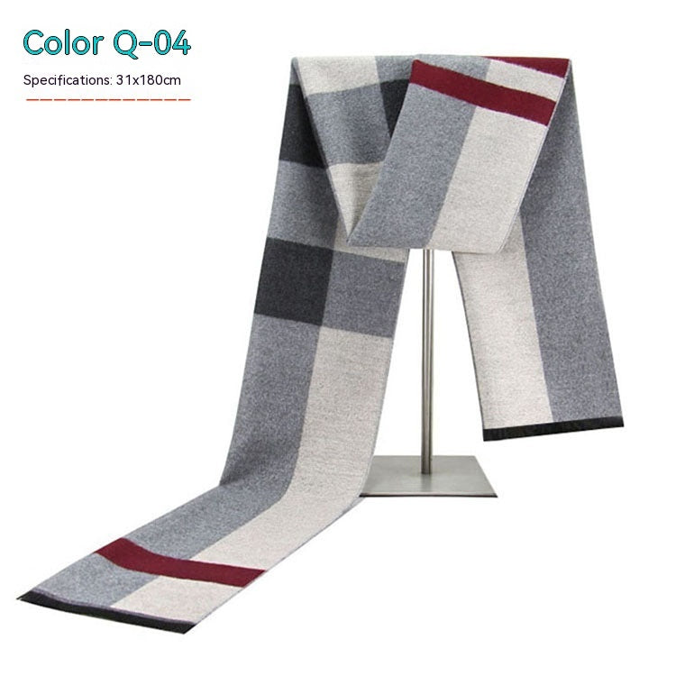 Men's Striped Winter Warm Artificial Cashmere Scarf For Men