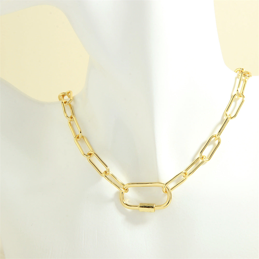 Design Screw Buckle Oval Pendant Necklace For Men