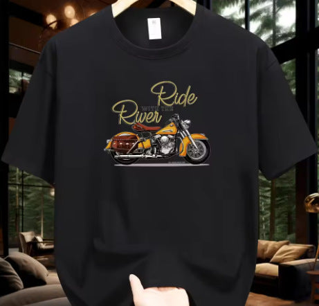 Men's Motorcycle Pattern Printed T-shirt