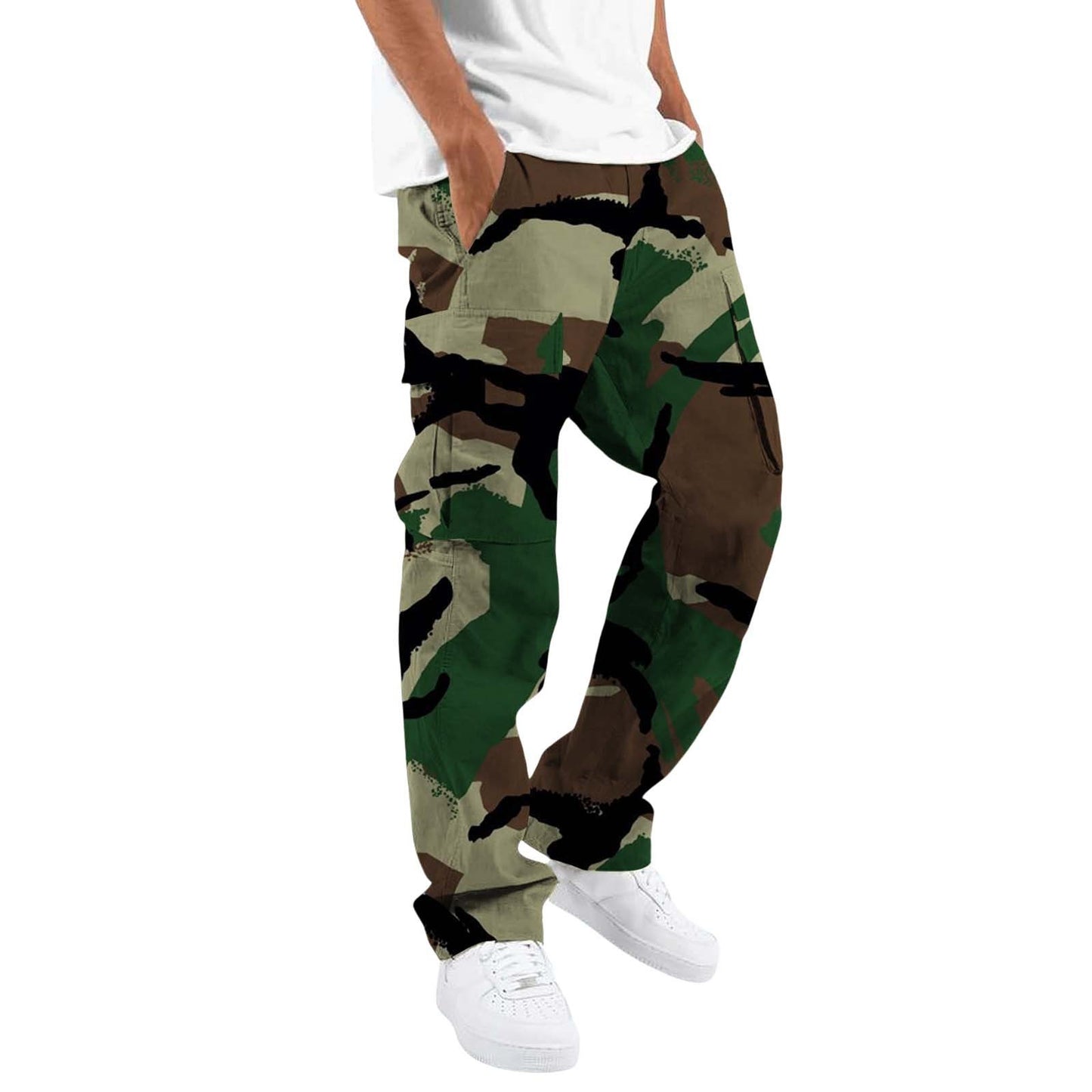 Fashion Camouflage cargo Men's Printing Fashion Outdoor Overalls Straight Rope Overalls Men's Clothing Men's Pants Casual