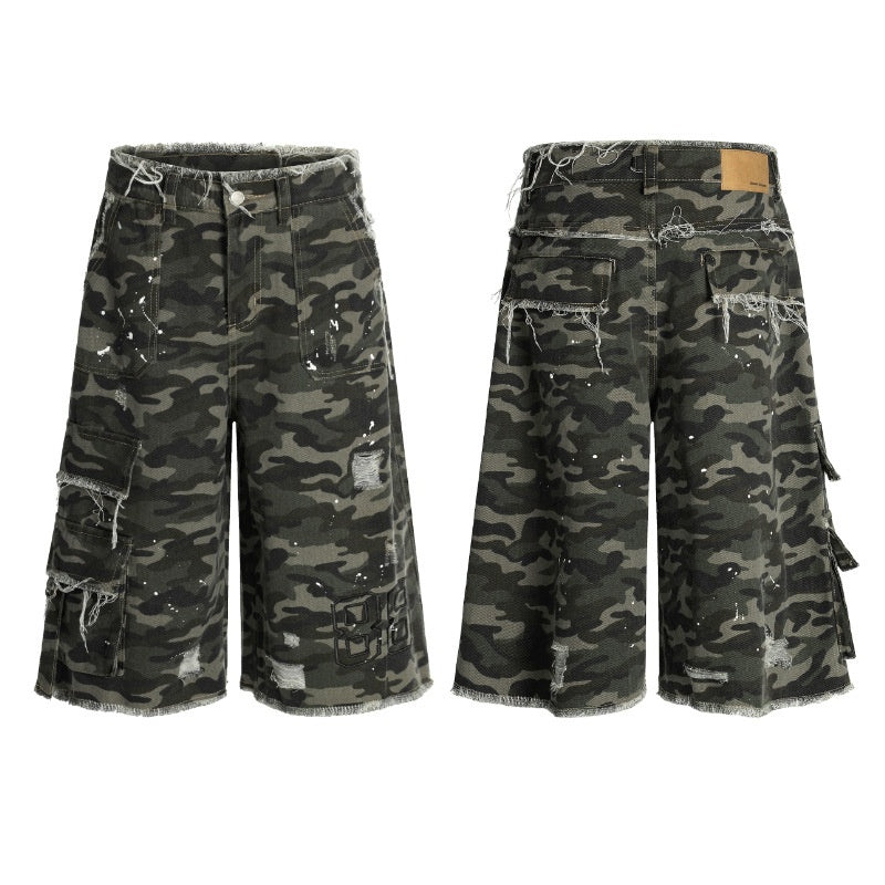 Camouflage Casual Wide Leg Shorts For Men