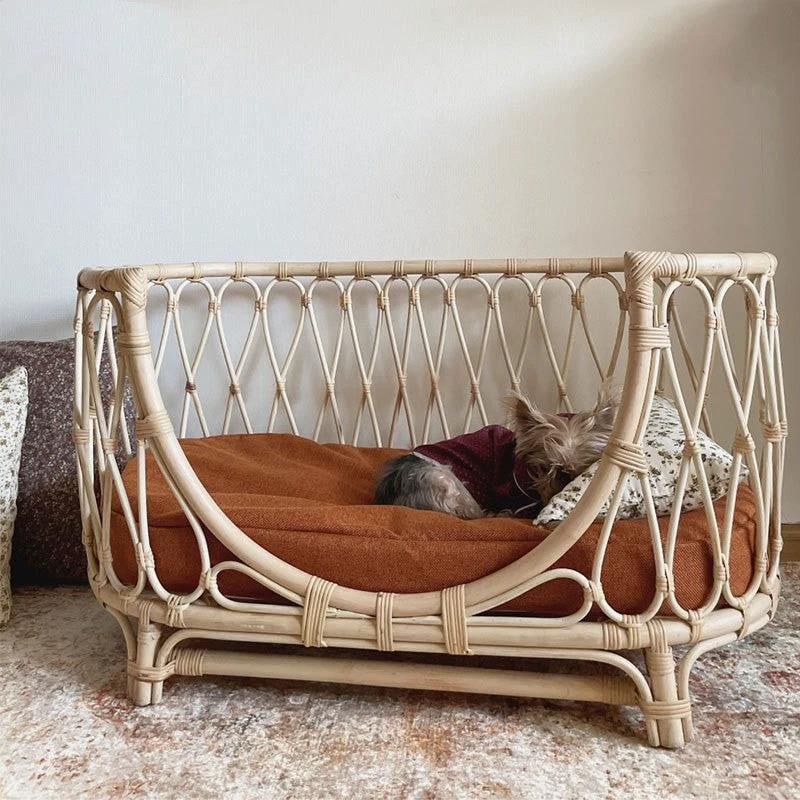 Pet Bed Handmade Rattan Woven Pet Bed Sofa For Dogs by GJG Denim