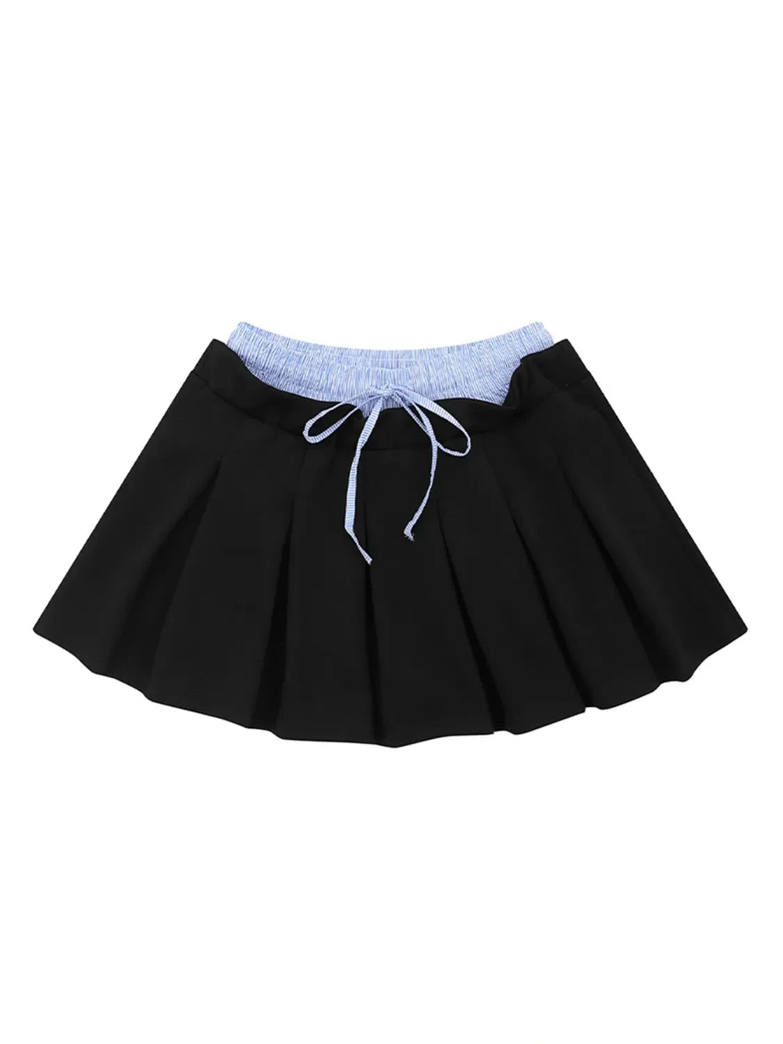 Drawstring Pleated Mini Skirt by Lady Ros