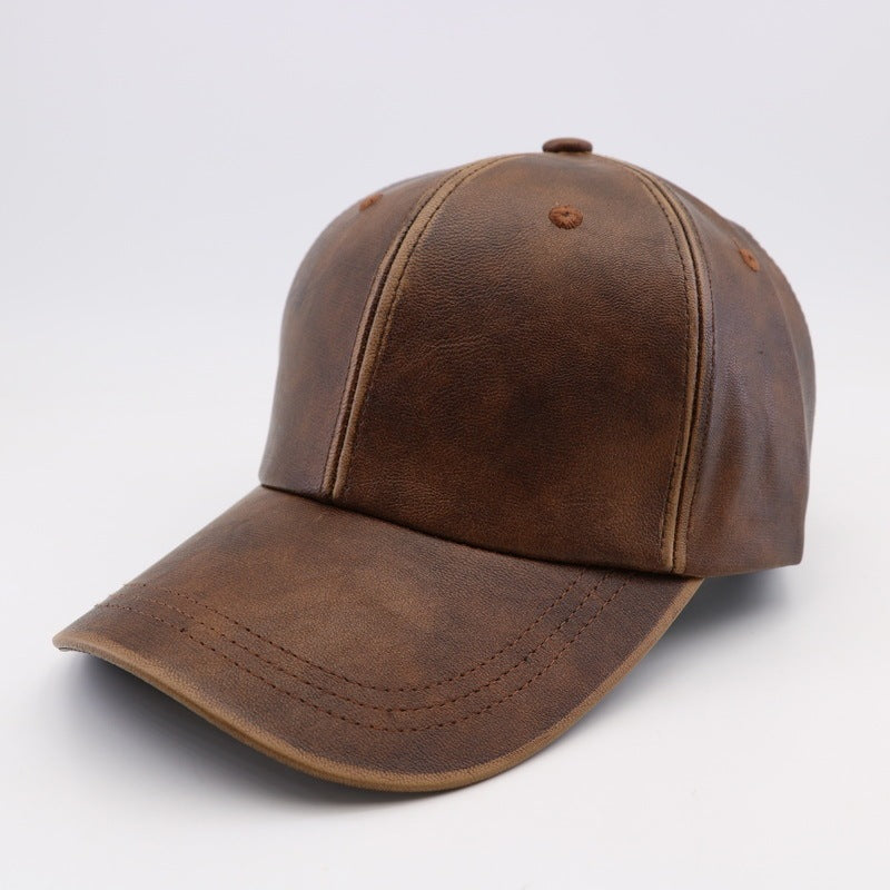 Washed And Worn PU Fashion Baseball Cap