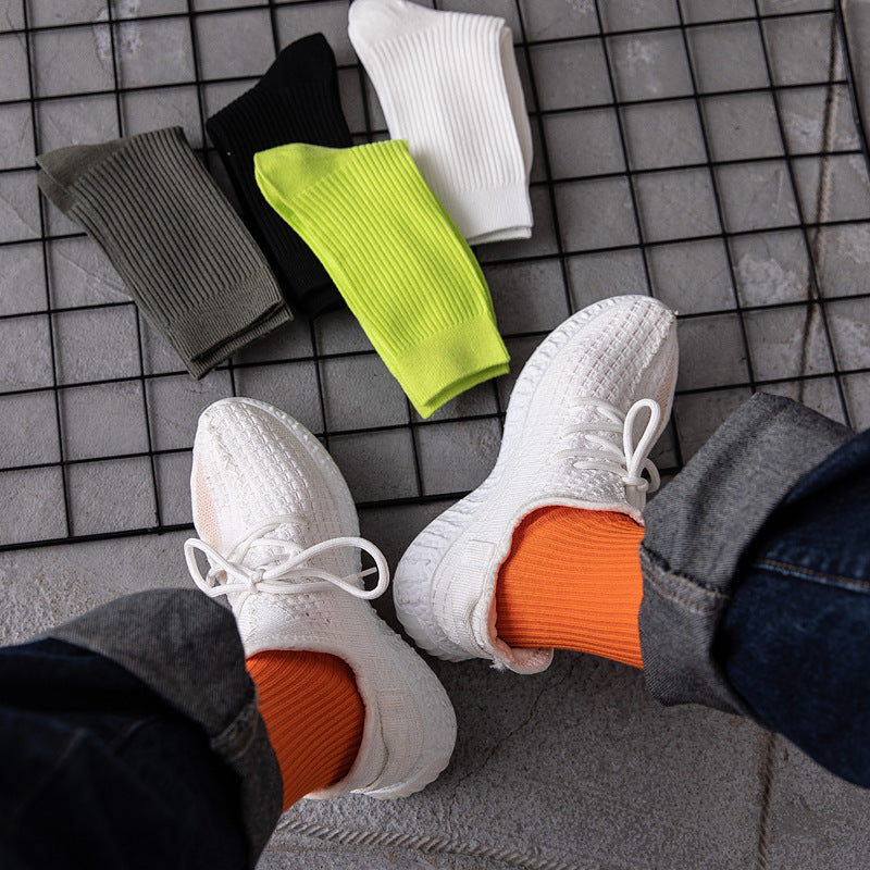 Men's Solid Color Sport Mid-calf Length Cotton Socks