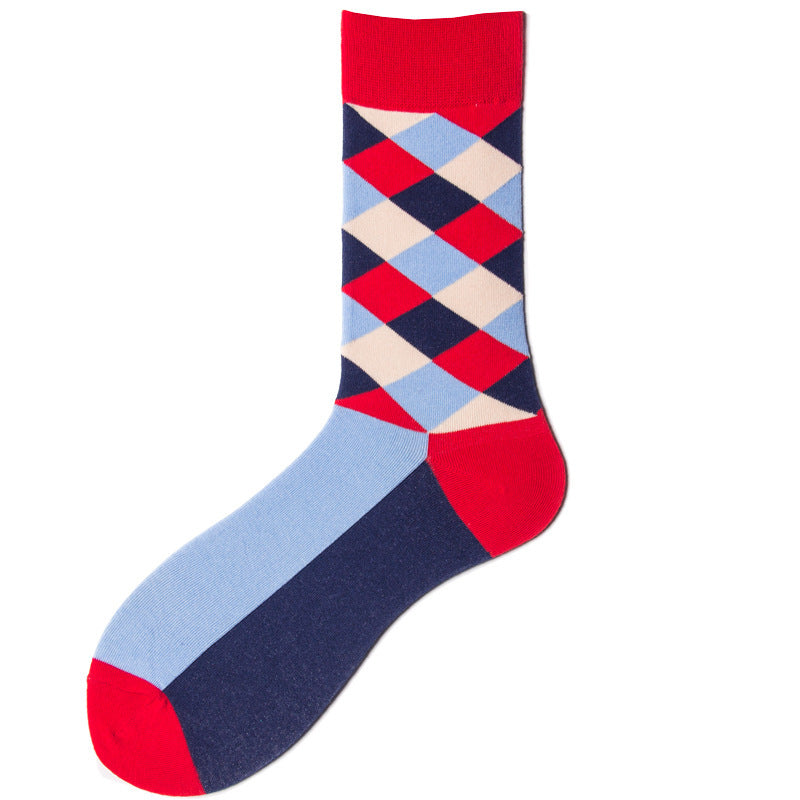 Men's Colorful Diamond-shaped Tube Socks