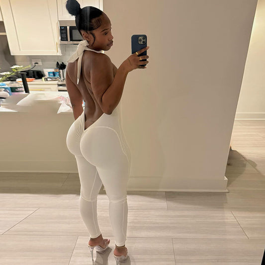 Backless Halter Tie Jumpsuit