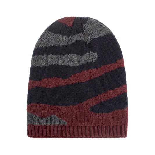 Men's Tricolor Striped Long Pullover Knit Beanie