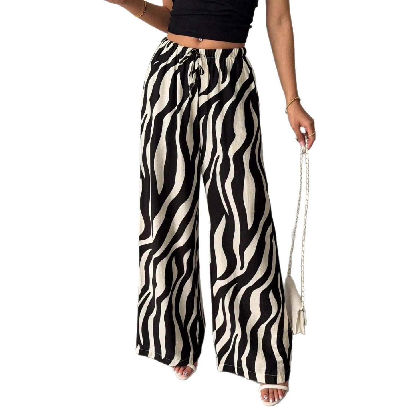 Elegant Printed Wide-Leg Pants For Women by GJG Denim