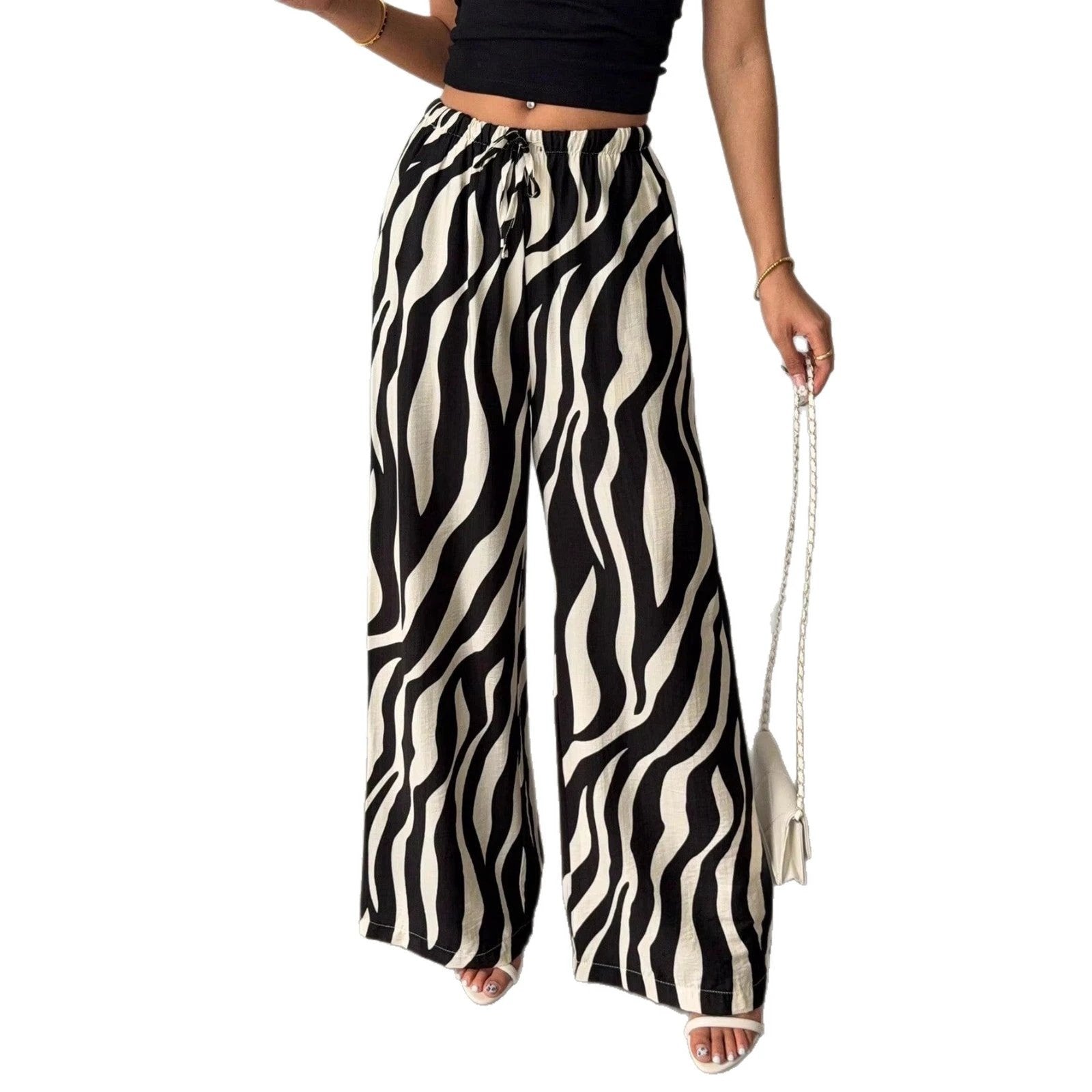 Elegant Printed Wide-Leg Pants For Women by GJG Denim