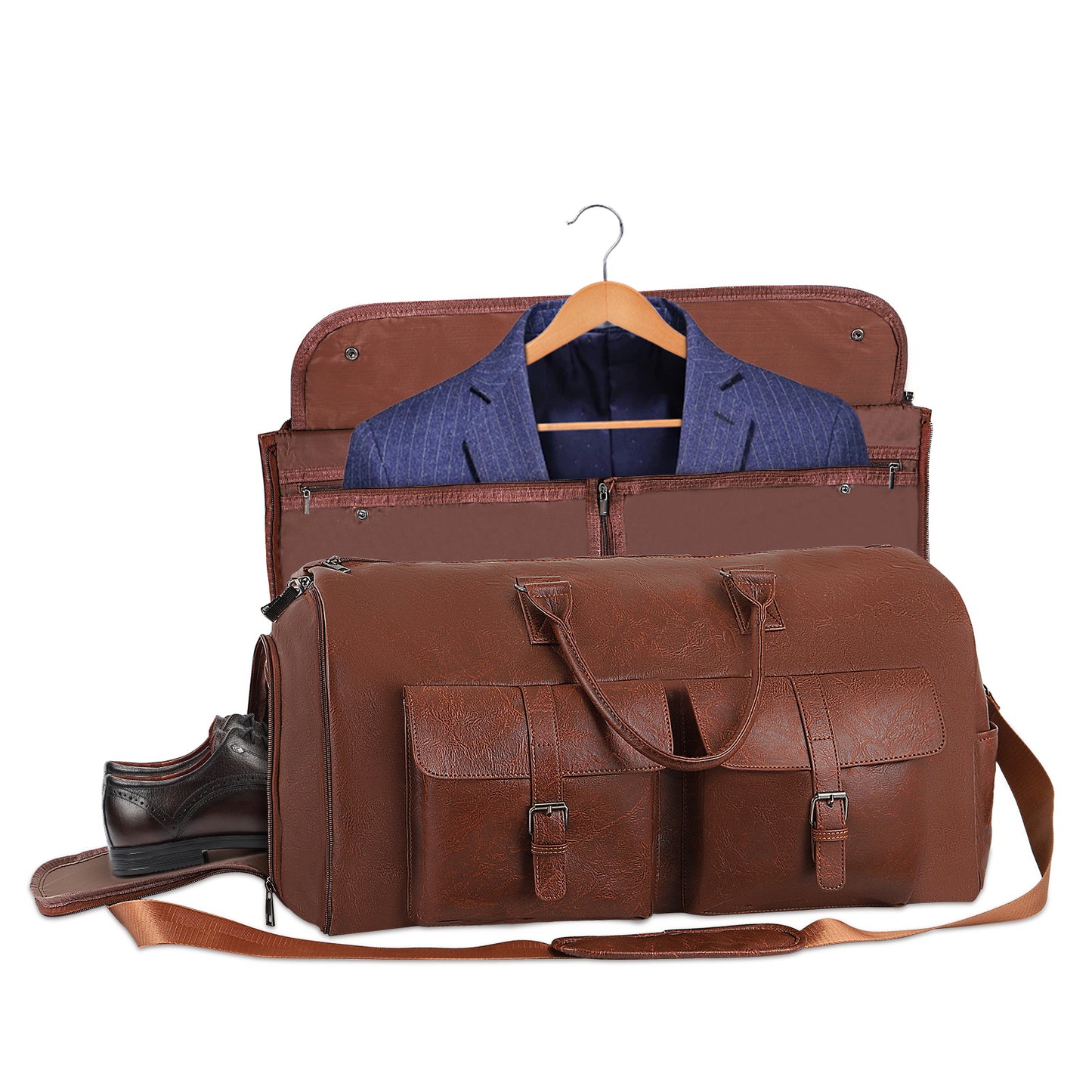 Men's Large Capacity Leather Suit Storage Bag