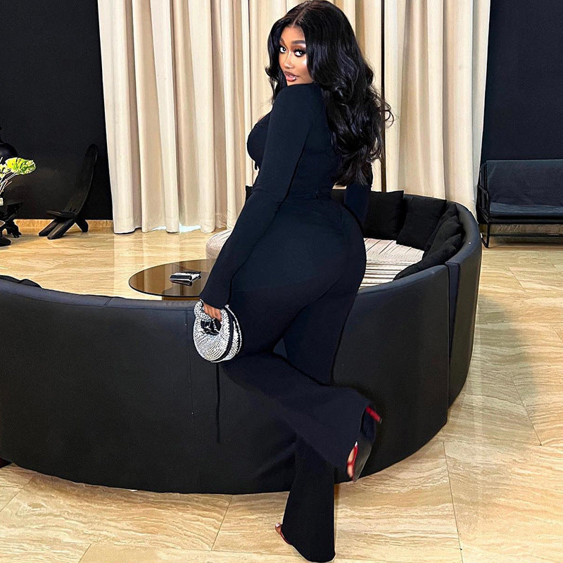 Women's Solid Color Casual Suit Mesh Stitching
