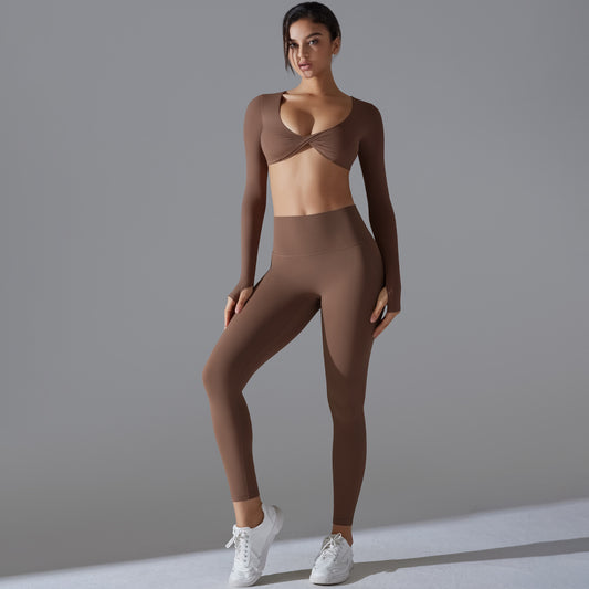 Yoga Clothes Sports Push Up Long Sleeve Workout Clothes Suit