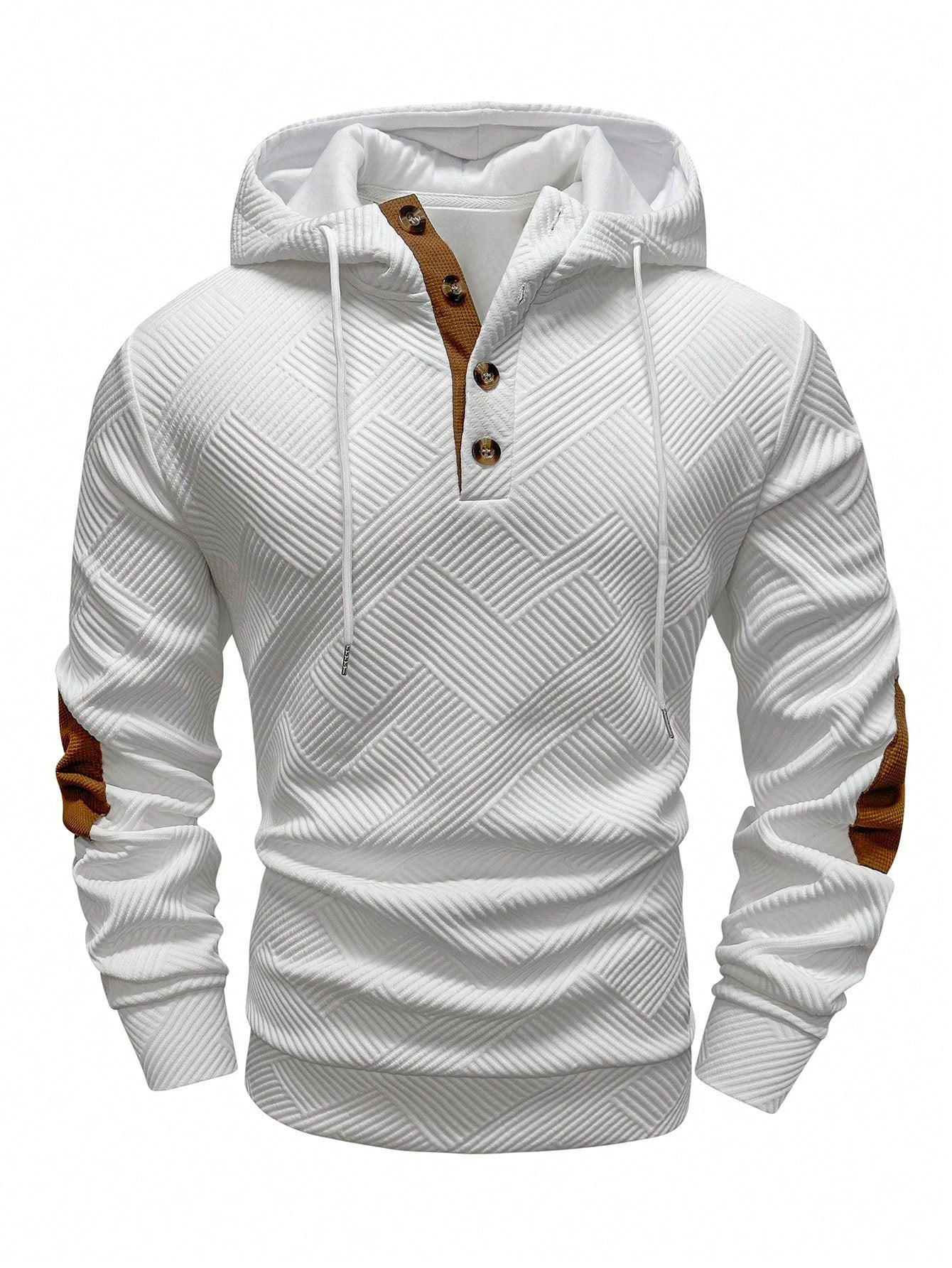 Men's Solid Color Loose Jacquard Hooded Sweater