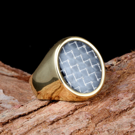 Popular Retro Carbon Fiber Titanium Steel Ring For Men