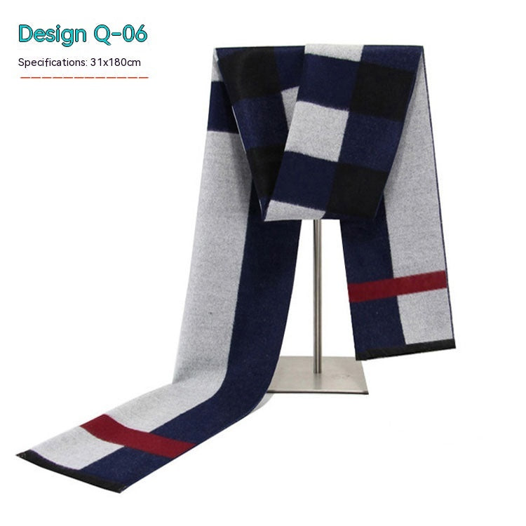 Men's Striped Winter Warm Artificial Cashmere Scarf For Men