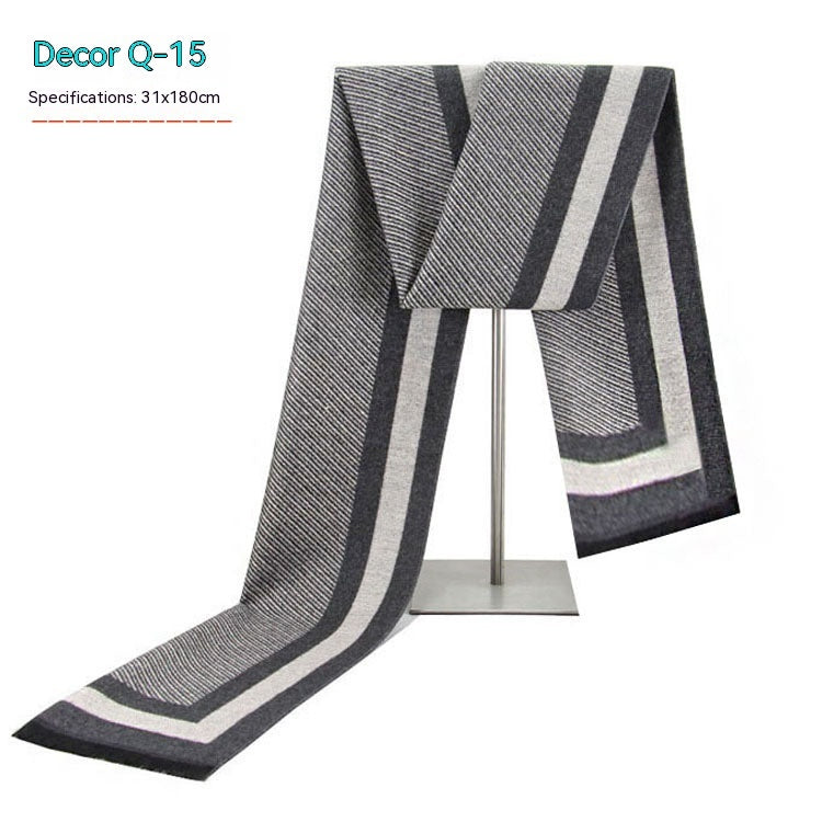 Men's Striped Winter Warm Artificial Cashmere Scarf For Men