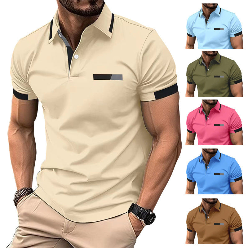 Men's Casual Polo Shirt Faux Pocket
